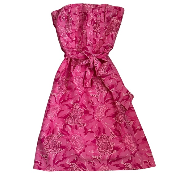 Lilly Pulitzer Dresses & Skirts - Lilly Pulitzer Pink Floral Strapless Belted Sundress